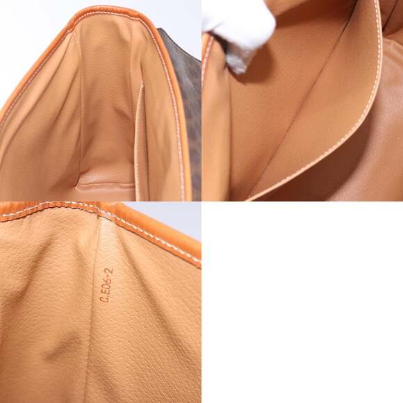 CELINE Macadam Canvas Hand Bag Pvc Leather Brown Gold - Picture 12 of 12